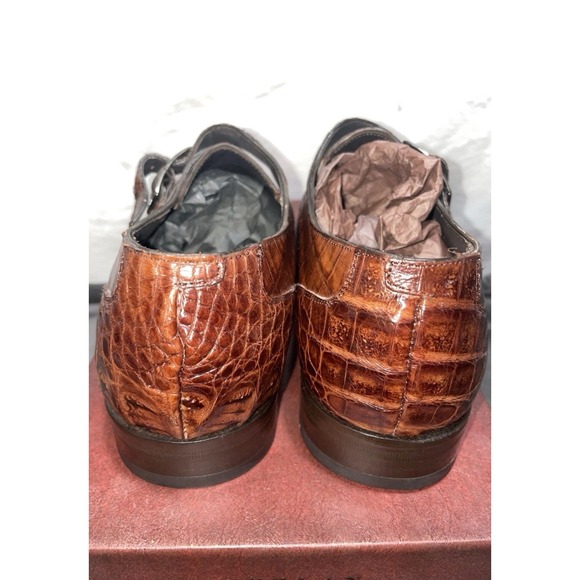 Mezlan Gables 13778-F Cognac Alligator Monk Strap 8.5M Handmade Spain NIB Shoes - Picture 5 of 10